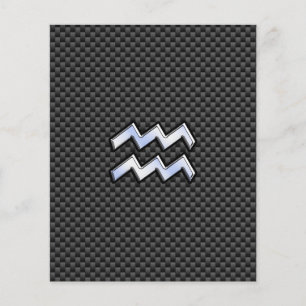 Prospectus 11,4 Cm X 14,2 Cm Aquarius Zodiac Sign Carbon Fiber Style
