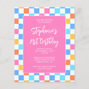Prospectus 11,4 Cm X 14,2 Cm Arc-en-ciel d'été à carreaux gras 21e anniversaire