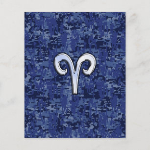 Prospectus 11,4 Cm X 14,2 Cm Aries Zodiac Sign on Navy Blue Digital Camo