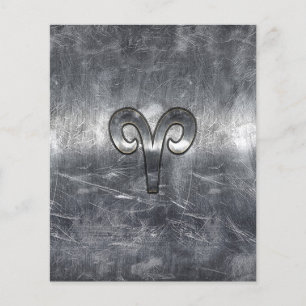Prospectus 11,4 Cm X 14,2 Cm Aries Zodiac Symbol in Silver Distressed Style