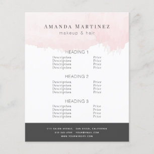 Prospectus 11,4 Cm X 14,2 Cm Artiste de maquillage de salon de coiffure rose pâ