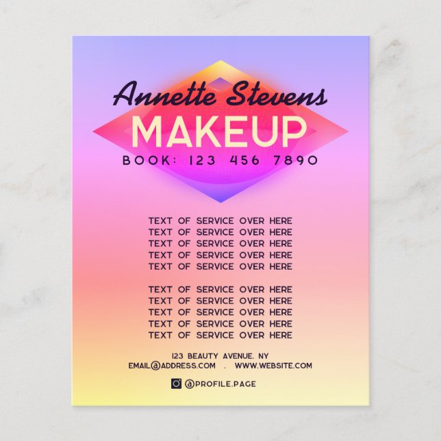 Prospectus 11,4 Cm X 14,2 Cm Artiste de maquillage moderne et coloré (Devant)