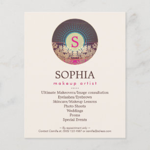 Prospectus 11,4 Cm X 14,2 Cm Artiste de maquillage monogramme orné et liste d'é