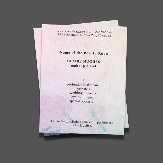 Prospectus 11,4 Cm X 14,2 Cm Artiste maquillage Pastel simple et élégant (Créateur téléchargé)