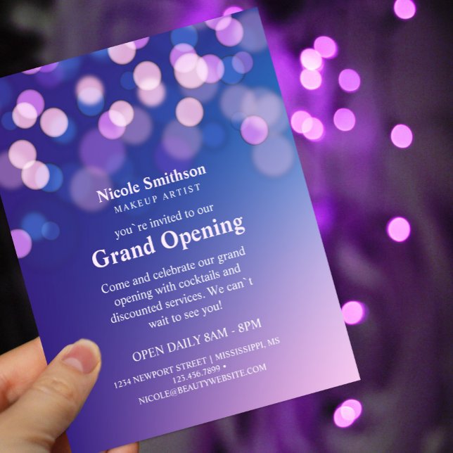 Prospectus 11,4 Cm X 14,2 Cm Artiste Maquilleuse Paillettes Violettes Glam Gran (Attract customers to your grand opening with this professionally designed flyer! Perfect for #salons)