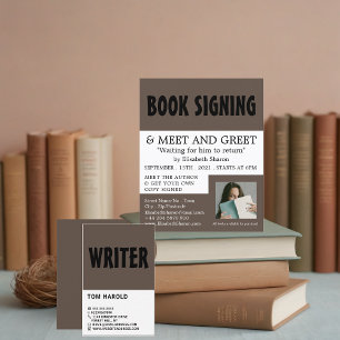 Prospectus 11,4 Cm X 14,2 Cm Auteur moderne, écrivain, signature de livres publ