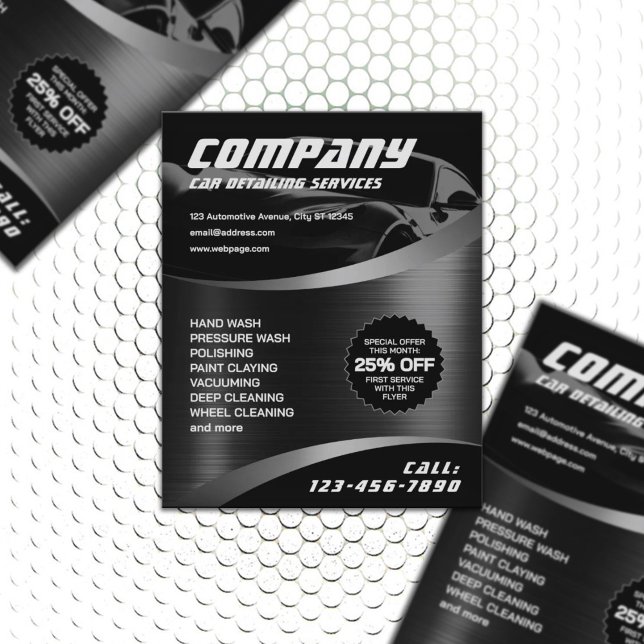 Prospectus 11,4 Cm X 14,2 Cm Automobile métallique moderne (Créateur téléchargé)