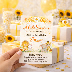 Prospectus 11,4 Cm X 14,2 Cm Baby Shower Animaux de Safari Jaune Chaud Jungle