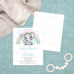 Prospectus 11,4 Cm X 14,2 Cm BABY SHOWER bleu arc-en-ciel PAPER Elephant