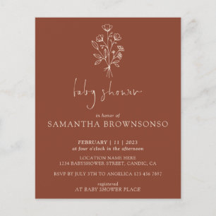 Prospectus 11,4 Cm X 14,2 Cm Baby shower Budget Bouquet Floral Terracotta