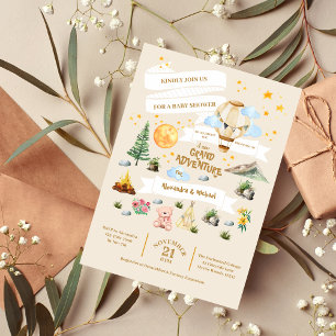 Prospectus 11,4 Cm X 14,2 Cm Baby shower d'aventure budgétaire Aquarelles Arbre