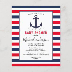 Prospectus 11,4 Cm X 14,2 Cm Baby shower de la Marine moderne Blue White Boy