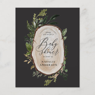 Prospectus 11,4 Cm X 14,2 Cm Baby shower de tranche de bois rustique invitation