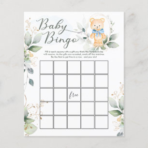 Prospectus 11,4 Cm X 14,2 Cm Baby shower d'ours vert Bingo/Jeux de traits Circu