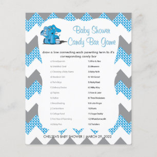 Prospectus 11,4 Cm X 14,2 Cm Baby shower éléphant bleu et gris Chevron   Jeu