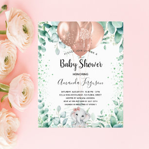 Prospectus 11,4 Cm X 14,2 Cm Baby shower éléphant eucalyptus invitation budgéta