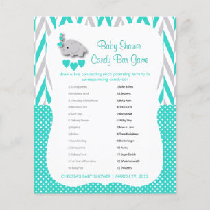 Prospectus 11,4 Cm X 14,2 Cm Baby shower Eléphant Turquoise & Grey - Barre de b