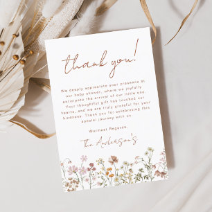 Prospectus 11,4 Cm X 14,2 Cm Baby shower fleur sauvage Carte de remerciements e