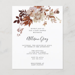 Prospectus 11,4 Cm X 14,2 Cm Baby shower floral d'automne   Flyer budgétaire