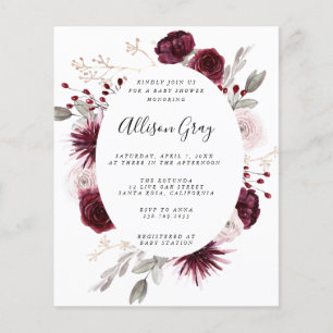 Prospectus 11,4 Cm X 14,2 Cm Baby Shower Floral Hivernal Flyer de Budget