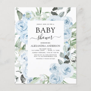Prospectus 11,4 Cm X 14,2 Cm Baby Shower Floral Vert Sauge Poussiéreux Bleu