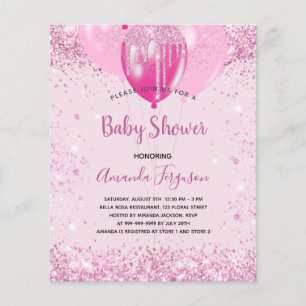 Prospectus 11,4 Cm X 14,2 Cm Baby shower girl rose parties scintillant budget i