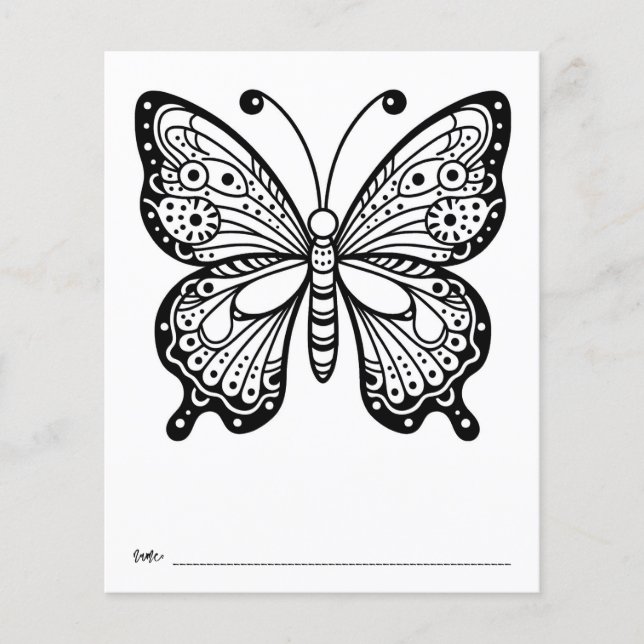 Prospectus 11,4 Cm X 14,2 Cm Baby shower papillon - Page Coloration d'activité  (Devant)