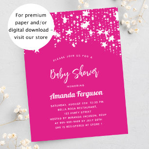 Prospectus 11,4 Cm X 14,2 Cm Baby shower rose blanc étoiles invitation budget