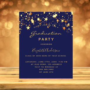 Prospectus 11,4 Cm X 14,2 Cm Baccalauréat en or bleu étoiles invitation budgéta