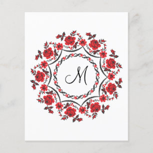 Prospectus 11,4 Cm X 14,2 Cm Bagues de roses Monogramme personnalisé Initiale