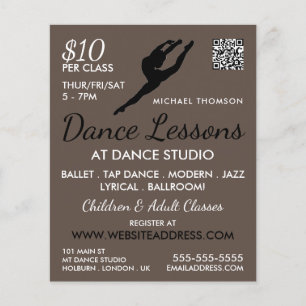 Prospectus 11,4 Cm X 14,2 Cm Ballerina Silhouette, Cours de danse Publicité