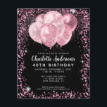 Prospectus 11,4 Cm X 14,2 Cm Ballons de Parties scintillant rose noir budget An<br><div class="desc">Glam moderne rose Parties scintillant noire étincelante Balloon élégant Invitation Anniversaire</div>