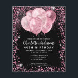 Prospectus 11,4 Cm X 14,2 Cm Ballons de Parties scintillant rose noir budget An<br><div class="desc">Glam moderne rose Parties scintillant noire étincelante Balloon élégant Invitation Anniversaire</div>