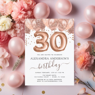 Prospectus 11,4 Cm X 14,2 Cm Ballons d'or Rose budget 30e fête d'anniversaire