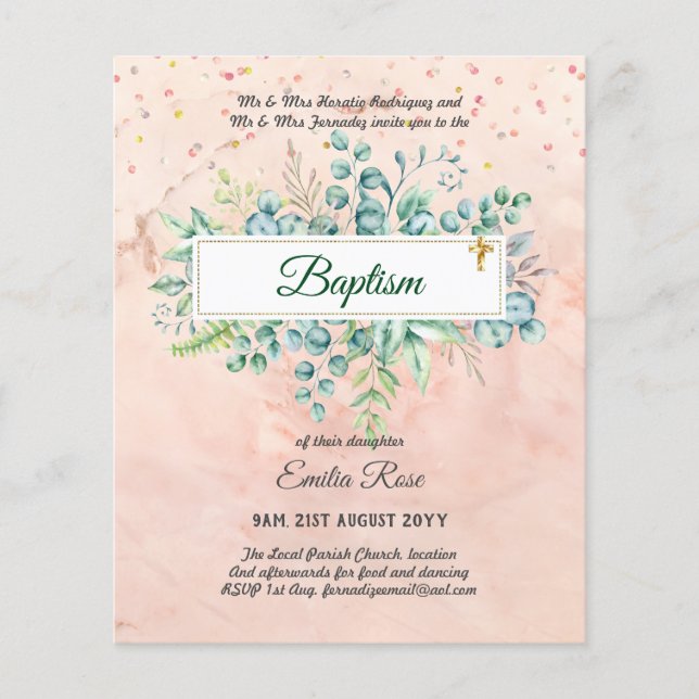 Prospectus 11,4 Cm X 14,2 Cm Baptême BUDGÉTAIRE Bautizo Bautismo Invitations VE (Devant)