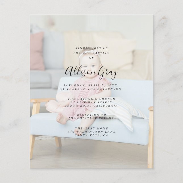 Prospectus 11,4 Cm X 14,2 Cm Baptême photo moderne | Flyer budgétaire (Devant)