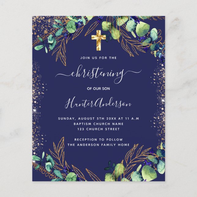 Prospectus 11,4 Cm X 14,2 Cm Baptiste eucalyptus vert invitation bleue (Devant)