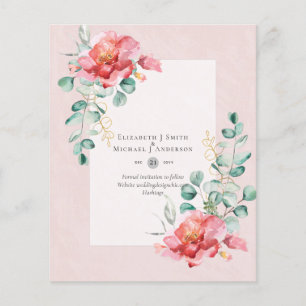 Prospectus 11,4 Cm X 14,2 Cm BAS BUDGET Roses blanches SAUVER LES DATES Moderne
