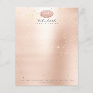Prospectus 11,4 Cm X 14,2 Cm Beauté Lips Kiss Maquillage Artiste Confetti Rose