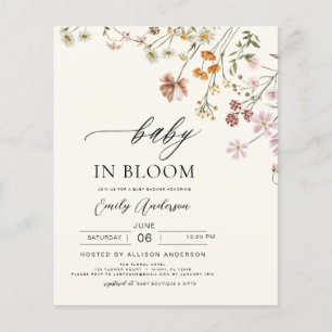Prospectus 11,4 Cm X 14,2 Cm Bébé Fleur sauvage du budget en fleurs Invitation