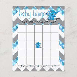 Prospectus 11,4 Cm X 14,2 Cm Bingo Baby shower éléphant bleu et gris Chevron