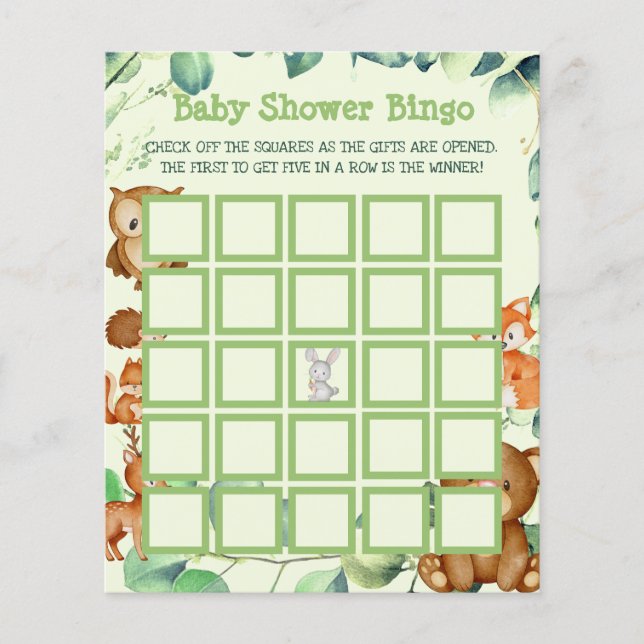 Prospectus 11,4 Cm X 14,2 Cm Bingo Baby shower Eucalyptus de la verdure des boi (Devant)