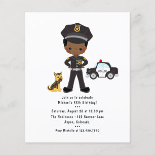 Prospectus 11,4 Cm X 14,2 Cm Black Boy Police Officier Parti Anniversaire