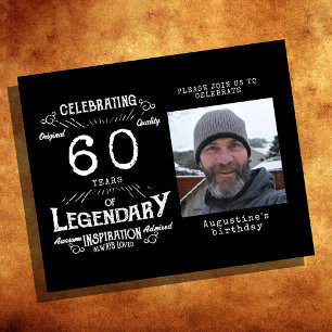 Prospectus 11,4 Cm X 14,2 Cm Black Budget 60e anniversaire Invitation