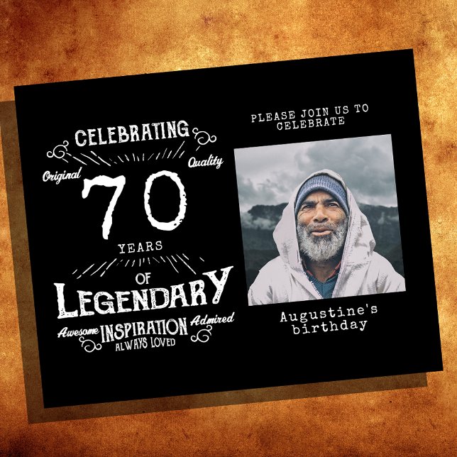 Prospectus 11,4 Cm X 14,2 Cm Black Budget 70th Birthday Invitation (Créateur téléchargé)