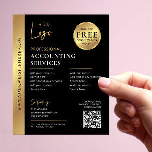Prospectus 11,4 Cm X 14,2 Cm Black & Gold Entreprise QR Code Marketing
