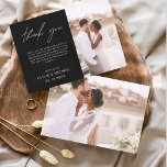 Prospectus 11,4 Cm X 14,2 Cm Black Mariage Minimaliste Merci Cartes<br><div class="desc">Cartes de remerciements du Mariage Budget qui ont une photo à l'avant et à l'arrière. Les cartes de remerciement contiennent une typographie de script moderne,  lettrée à la main,  qui sont élégantes,  simples et modernes à utiliser après la célébration du mariage.</div>