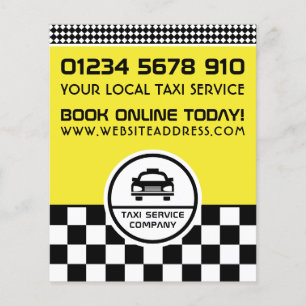 Prospectus 11,4 Cm X 14,2 Cm Black Taxi Cab Circled Logo with Price List