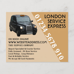 Prospectus 11,4 Cm X 14,2 Cm Black Taxi Cab with Price List