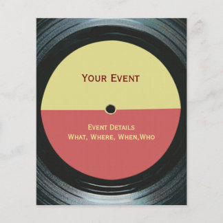 Prospectus 11,4 Cm X 14,2 Cm Black Vinyl Music Record Étiquette Event Flyer